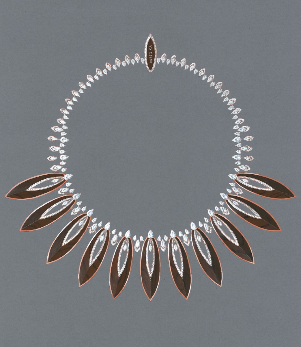 Necklace For Her Pink Gold Black Hawk 07431-PG